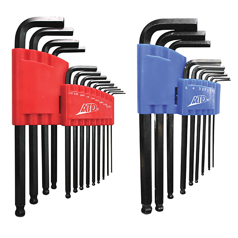 SAE Metric Long Arm Ball End Hex Key Set, 22pc