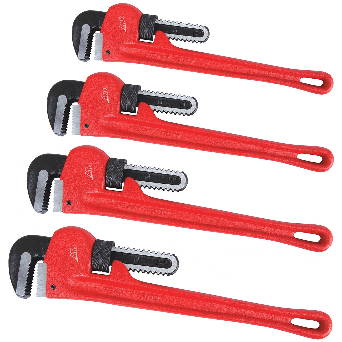 4 Pc. Cast Iron Pipe Wrench Set