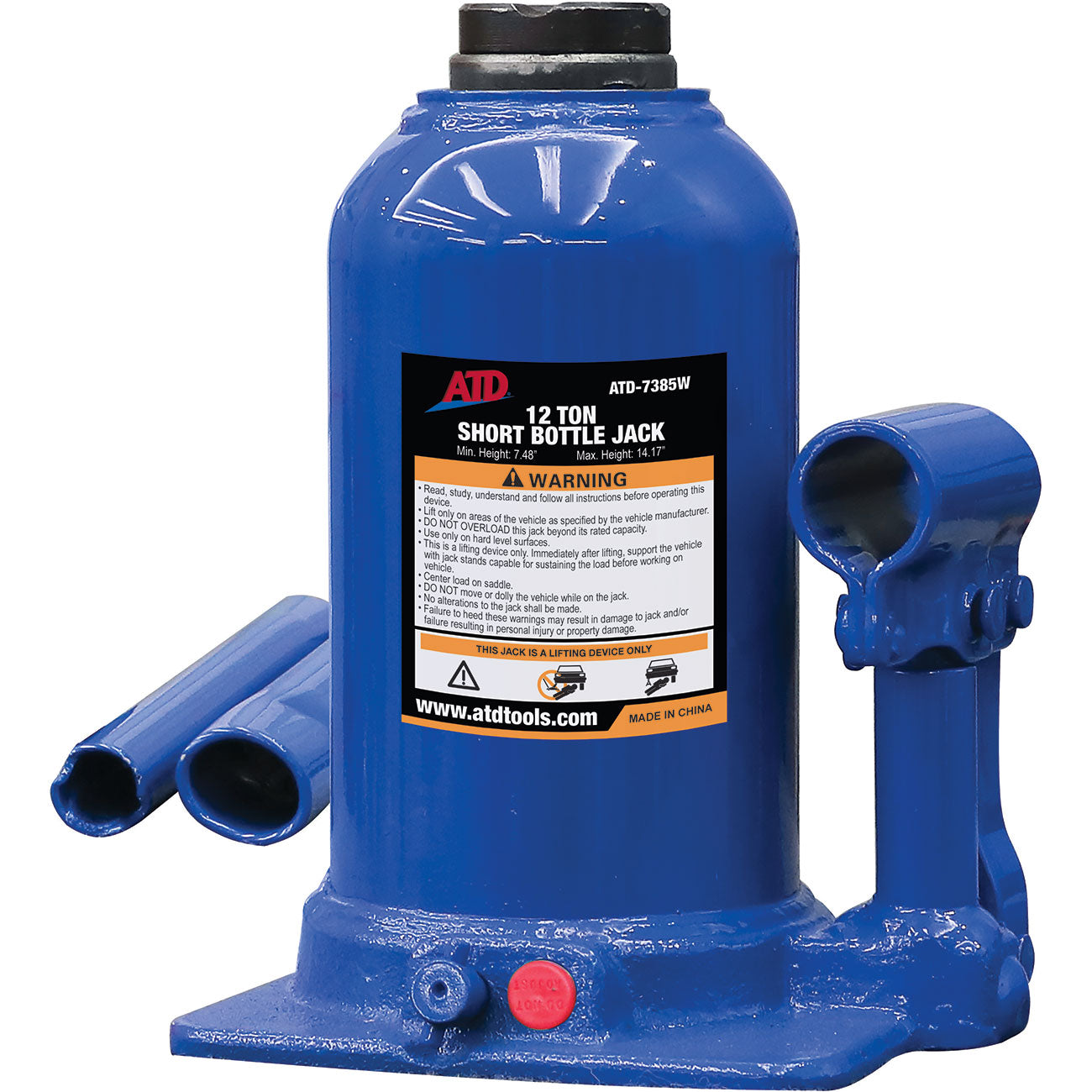 12 Ton Heavy-Duty Hydraulic Side Pump Bottle Jack (Shorty Version)