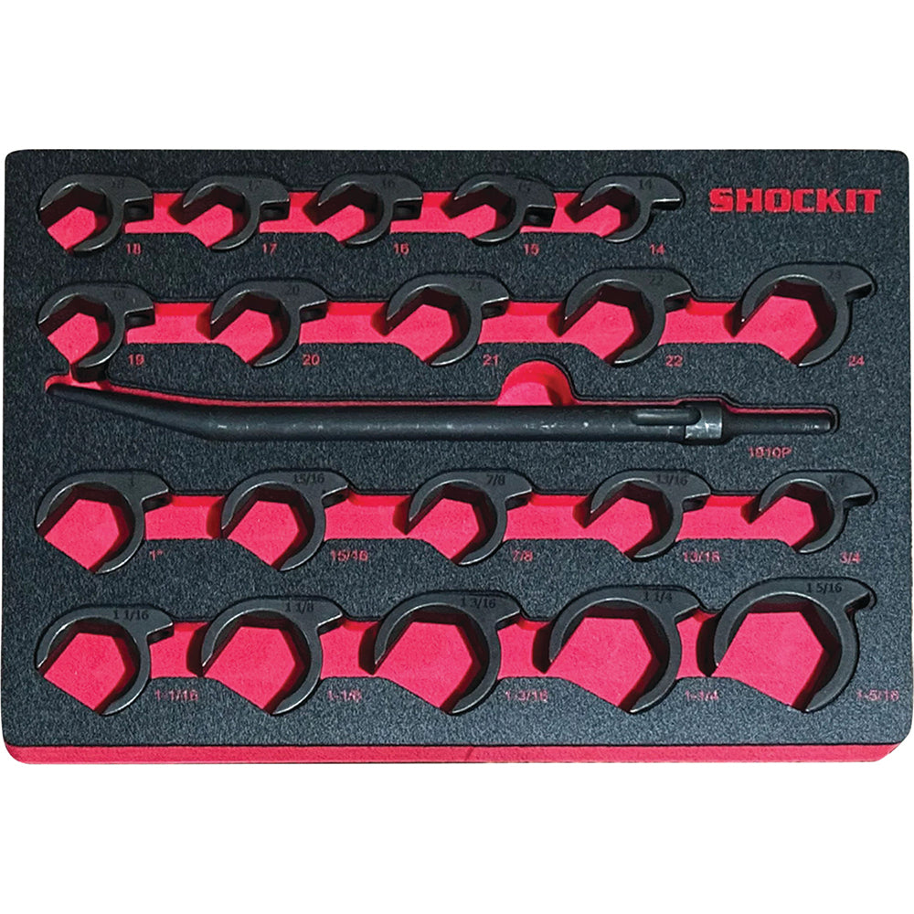 25-Piece SAE/METRIC Shockit Line Wrench Set - Automotive/Hydraulic Line Fittings In Foam Tray