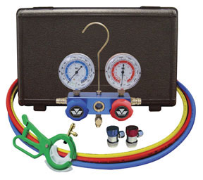 Aluminum 2-Way Manifold Set with 3-in-1 Side Mount Tap Valve