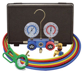 Dual Aluminum 2-Way Manifold with Can Tap Valve