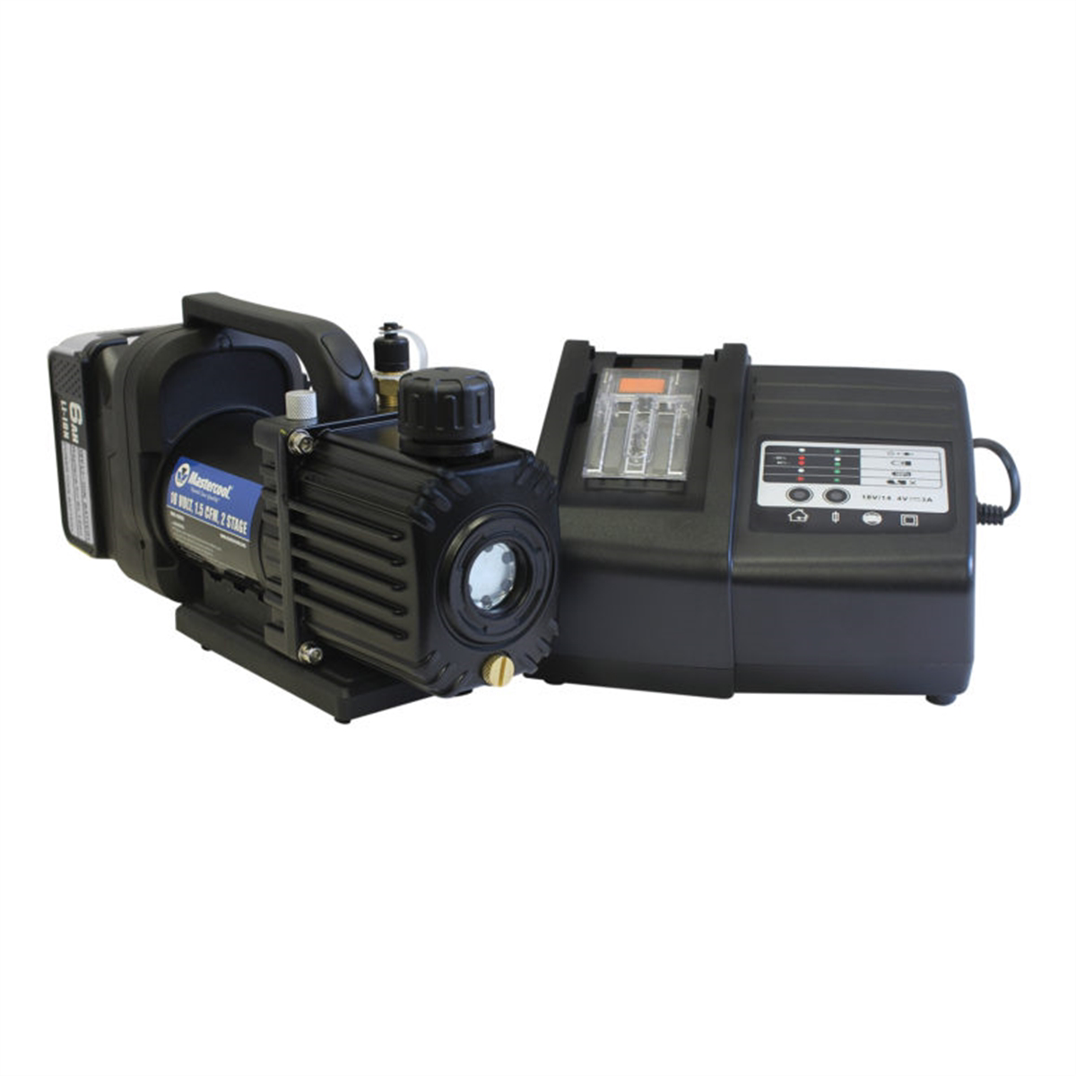 Mastercool Cordless 1.5 CFM 2 stage vacuum pump complete kit