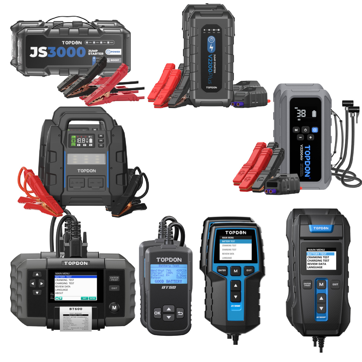 Topdon Battery Tester and Starter Combo Bundle - 16 Tools