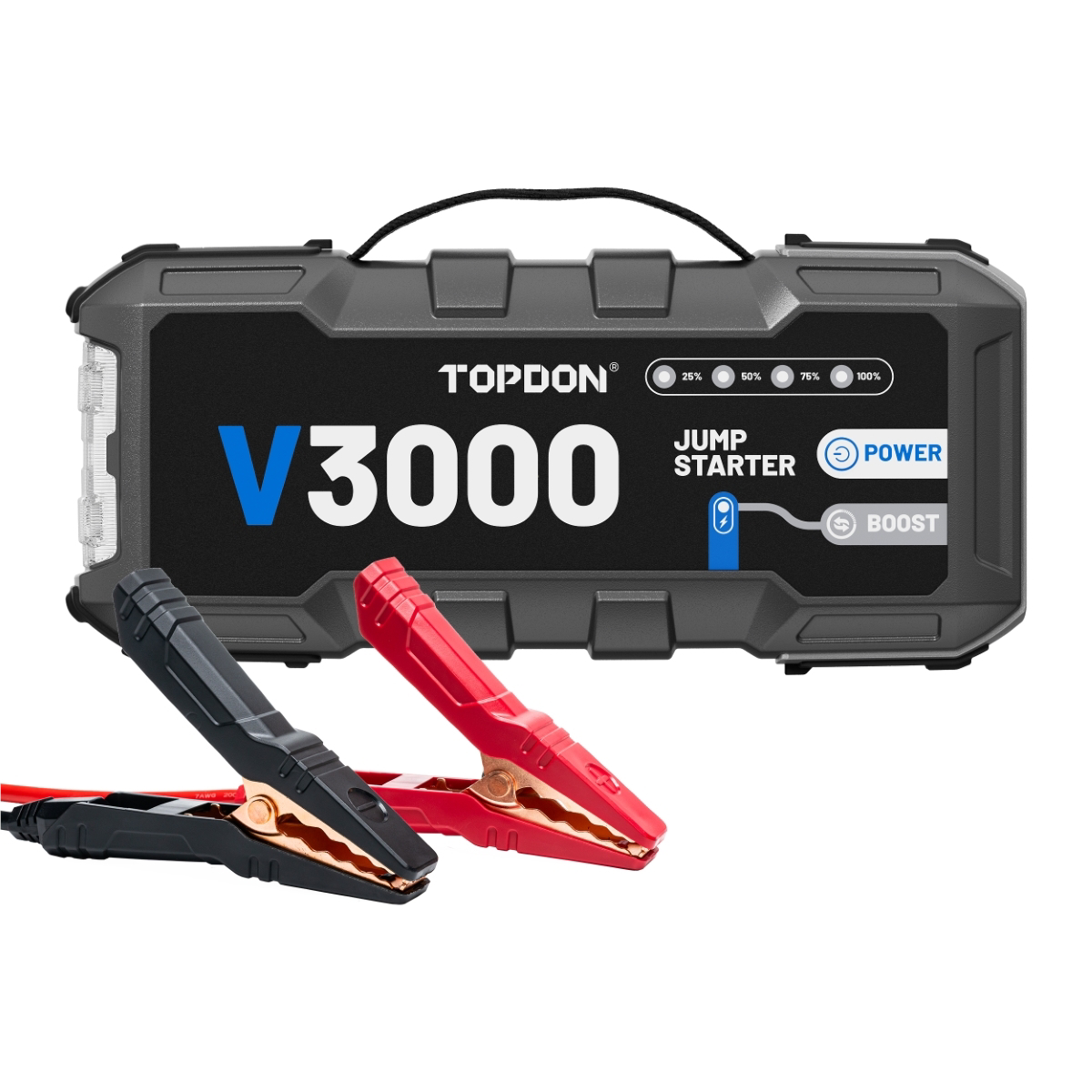 Topdon V3000 - 3000A 12V Heavy Duty Lithium Ion Battery Jumpstarter, Power Bank, and Flashlight