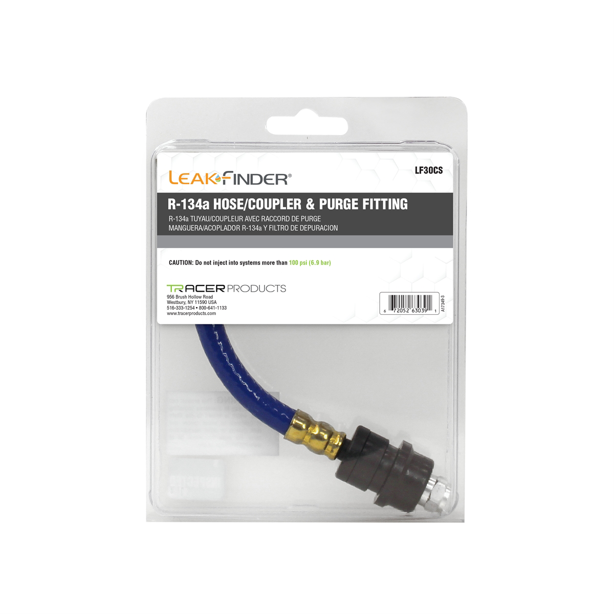 Tracer Products R-134A hose, coupler and purge fitting
