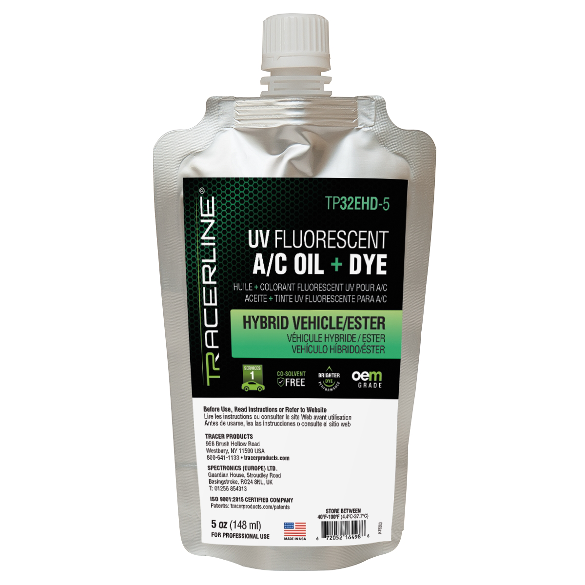 Tracer Products 5 oz (148 ml) foil pouch hybrid/ester dyed oil