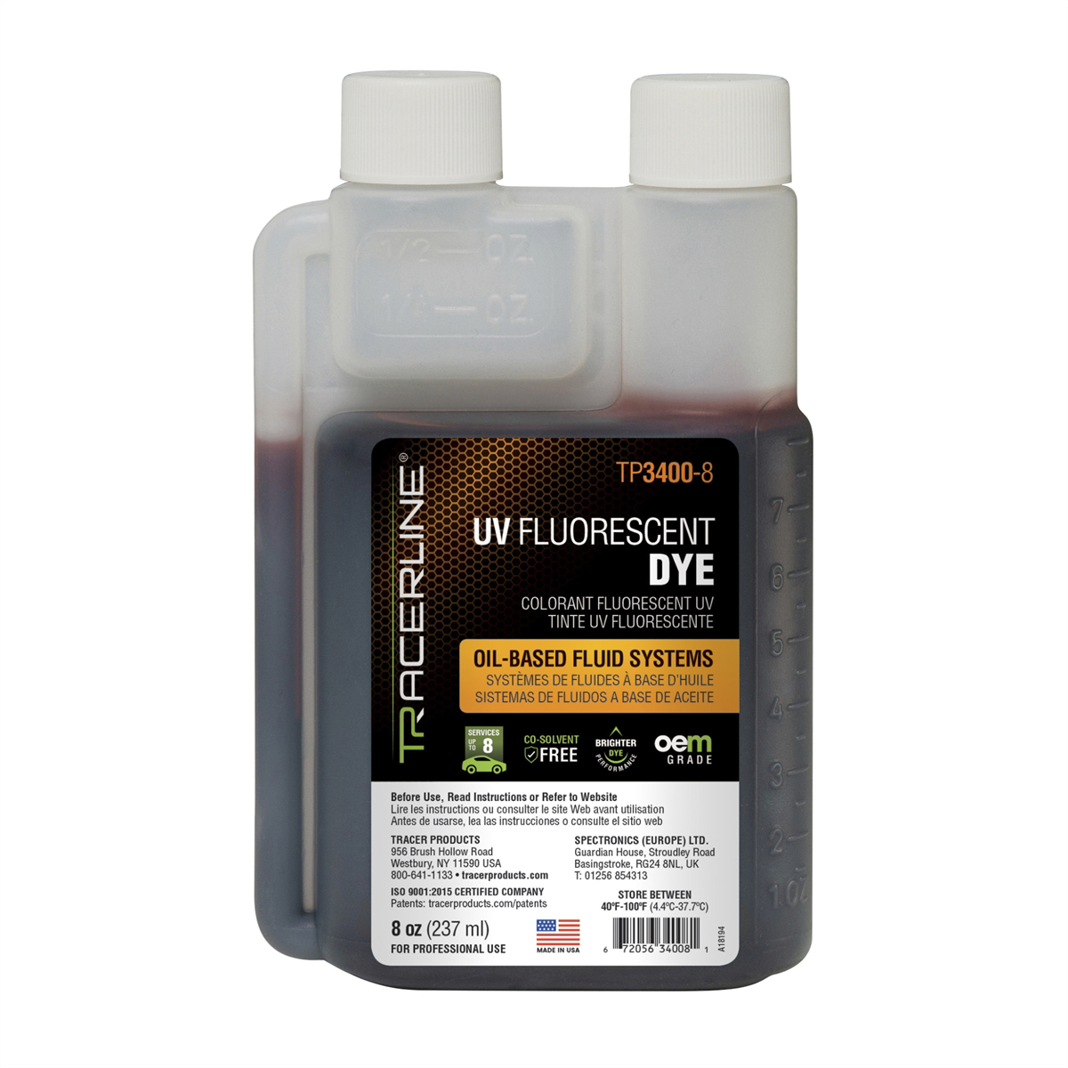 Tracer Products 8 oz (237 ml) bottle of fluid dye