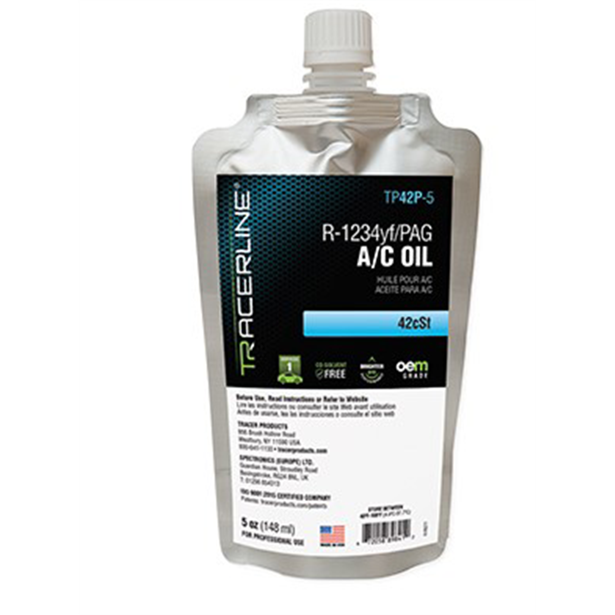 Tracer Products 5 oz (148 ml) foil pouch, R-1234yf/PAG oil