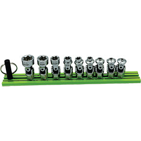 9PC DUAL DRIVE AND SPRING LOADED STUBBY UNIVERSAL SOCKET SET - ETORX