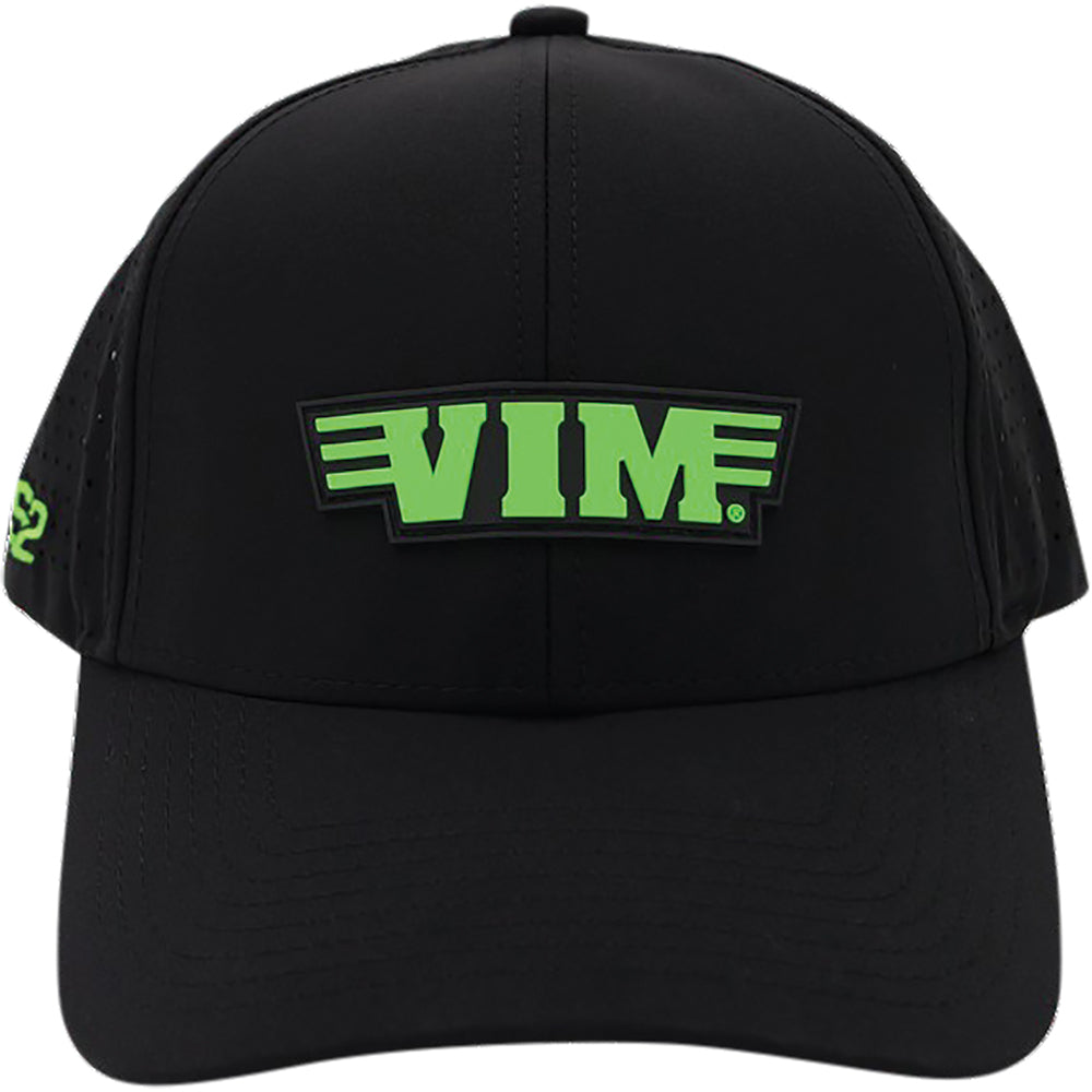 BLACK PVC HAT, GREEN VIM & S2 LOGO (6 PANEL)