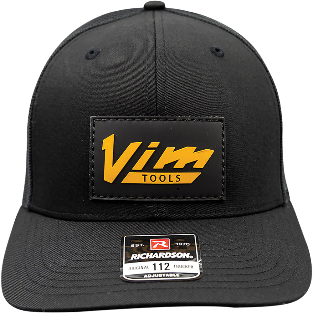 BLACK VINTAGE PVC HAT, ORANGE VIM & 1931 LOGO