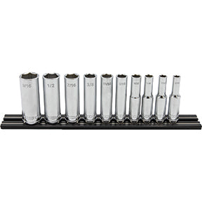 10 PC. 1/4'' DR. DEEP SAE SOCKET SET W/ BLACK 8