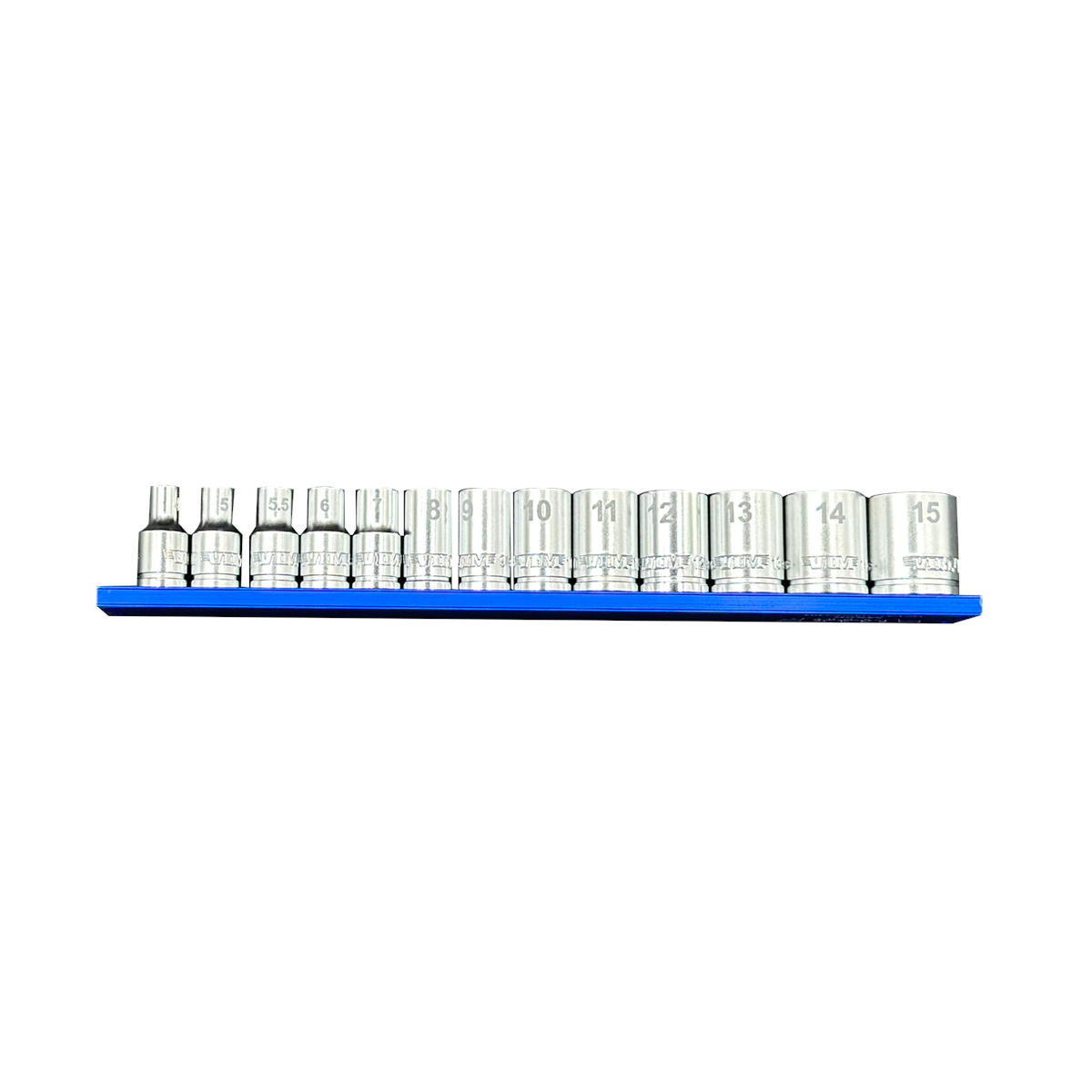 VIM Tools 13 Piece 1/4 Inch Drive Metric Socket Set with Blue 8 Inch Magrail - SMS400 Subset