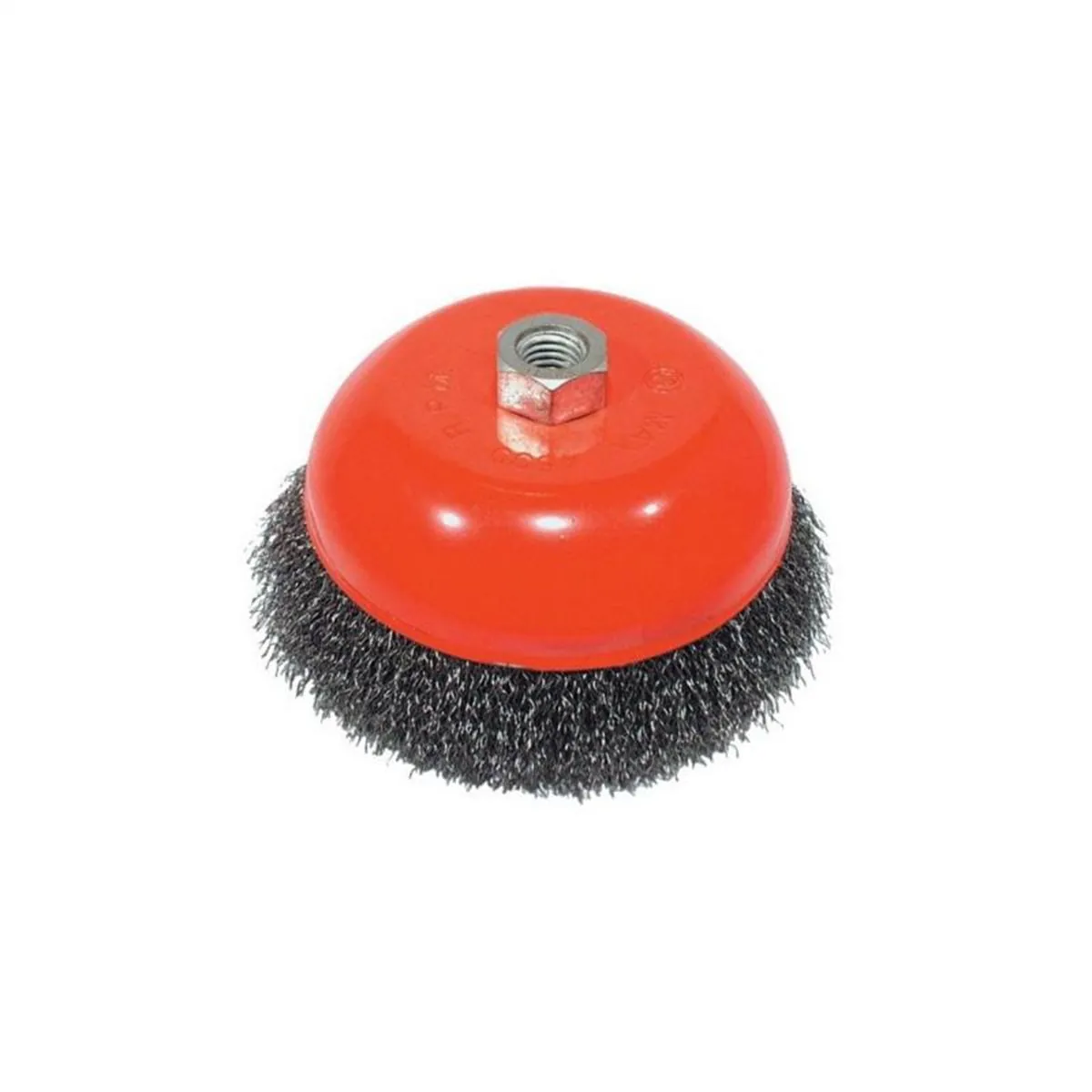 AES Industries 1835 Wire Cup Brush with Spindle, 5 in, 5/8-11, Carbon Steel, Brass-Coated