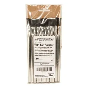AES Industries 546 Acid Brush, 6 in OAL, 3/8 in Brush, 100% Pure Black Horse Hair, Electrolytic Tin Handle