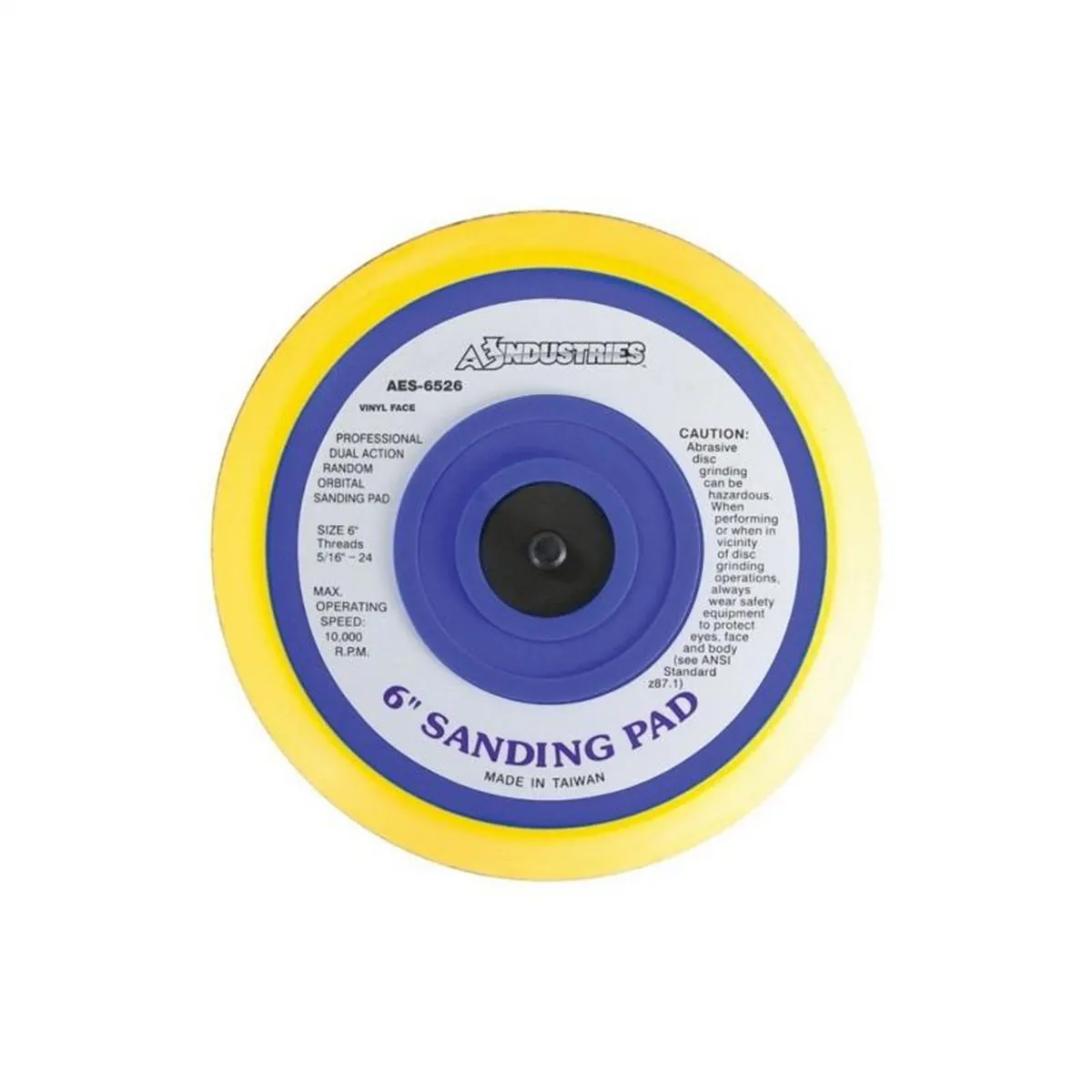 AES Industries 6526 Pro-Series Tapered Sanding Pad, 6 in Dia, 5/16-24 Arbor, Vinyl Face