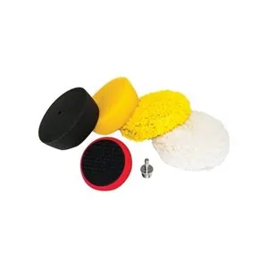 AES Industries 76400 Premium Mini Buffing Pad Set, 3 in Overall Dia, Hook and Loop