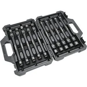 10pc 1/2 Drive 6Pt Pinless Universal Torque Saver Impact Extension Socket Set Metric