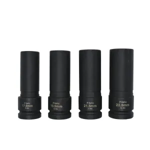 Astro Pneumatic 4pc 1/2" Drive 1/2 Size Thin Wall Lug Nut Socket Set - 17.5 - 22.5mm