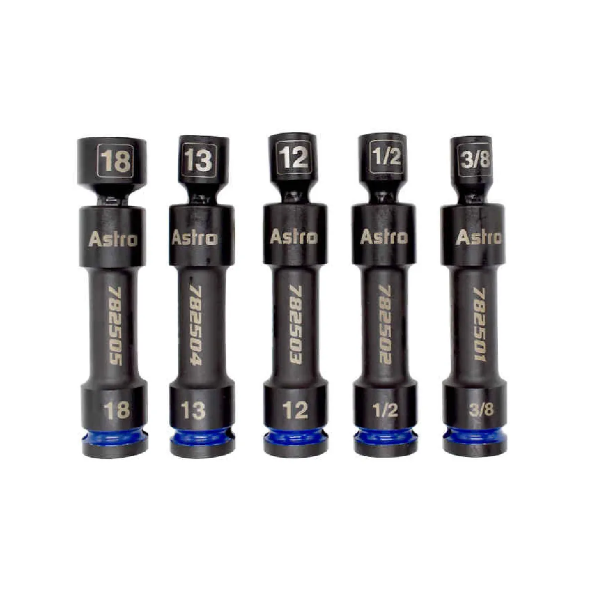 Astro Pneumatic 1/2 Inch Drive 12-Point Pinless Heavy-Duty Driveline Impact Socket Set