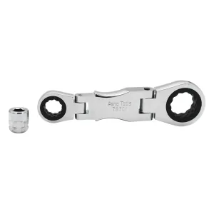 Astro Pneumatic Stubby Ratcheting Flex Head Double Box End Wrench for Nano Sockets