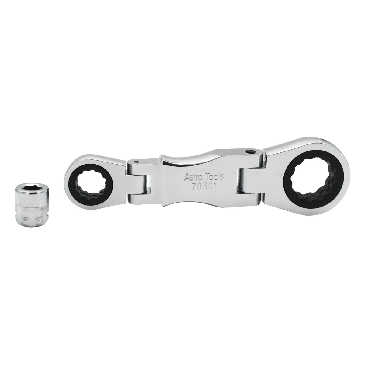 Astro Pneumatic Stubby Ratcheting Flex Head Double Box End Wrench for Nano Sockets
