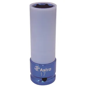 Astro Pneumatic 17mm 6 Point Impact Socket - Deep Blue