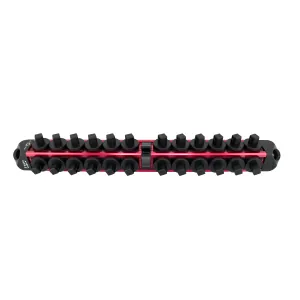 Astro Pneumatic 3/8 inch Drive V12 Locking Magnetic Socket Organizer for 24 Sockets plus Ratchet - Red