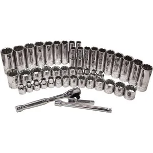 3/8" Drive 12-Point Socket Set, 47 Pc