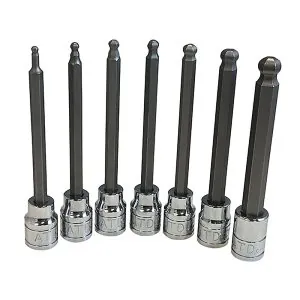 7pc 3/8In Metric Extra-Long Ball End Hex Bit Socket Set
