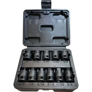 11 Pc. 3/8" Dr. 4 Point SAE Pipe Plug Impact Socket Set
