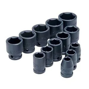 13 Pc. 1/2" Drive 6 Point SAE Standard Impact Socket Set