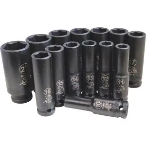 14 Pc. 1/2" Drive 6 Point Metric Deep Impact Socket Set