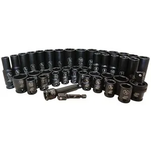 43 Pc. 3/8" Drive 6 Point SAE and Metric Standard and Deep Impact Socket Set