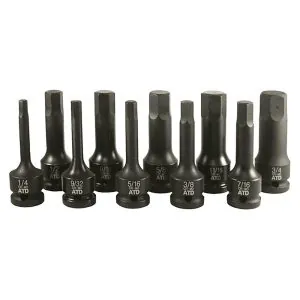 10 Pc. 1/2" Drive SAE Impact Hex Driver Set