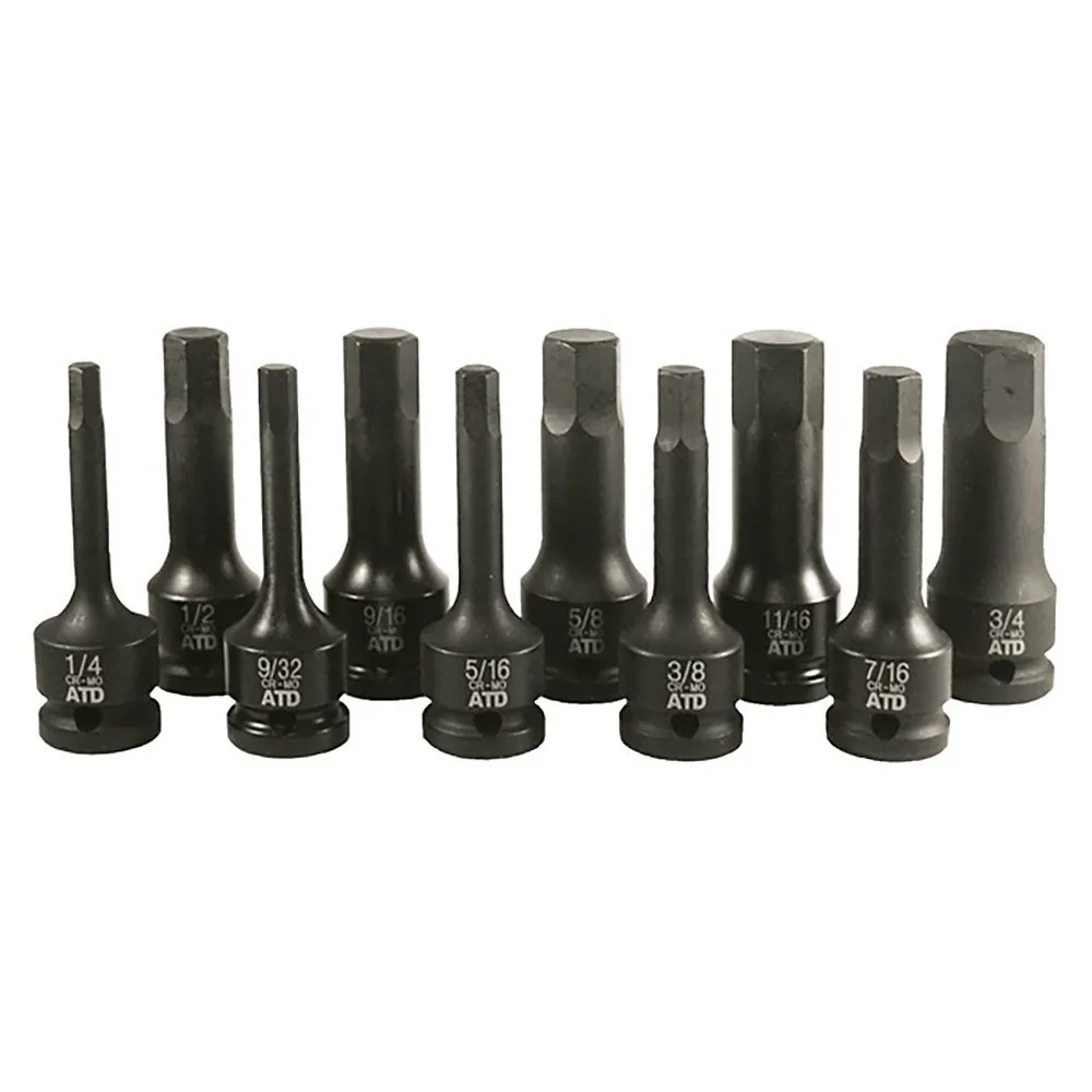 10 Pc. 1/2" Drive SAE Impact Hex Driver Set