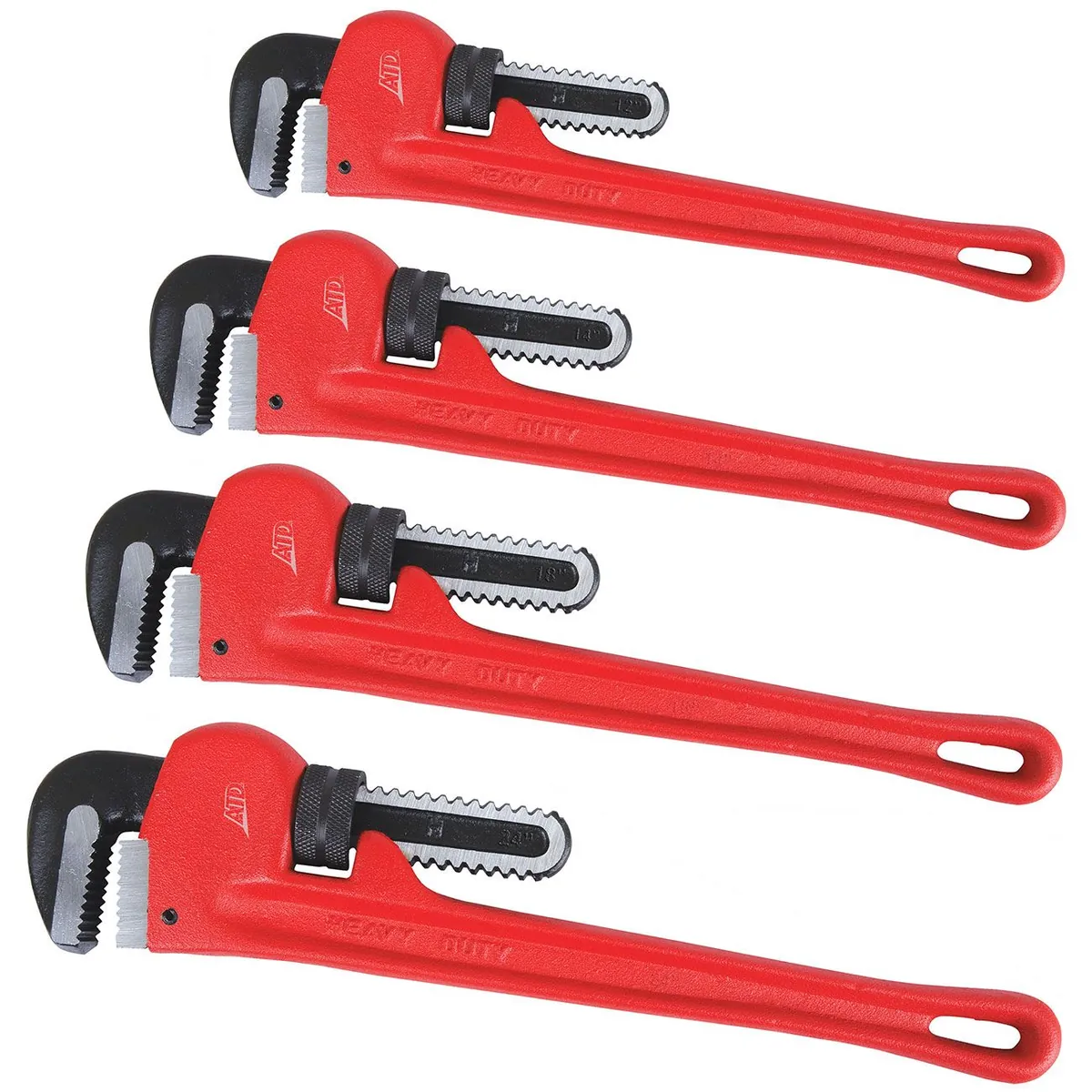 4 Pc. Cast Iron Pipe Wrench Set