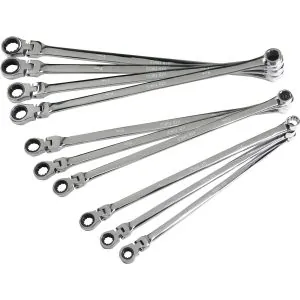 10pc Metric XL Flex Head Spline Ratcheting Box End Wrench Set