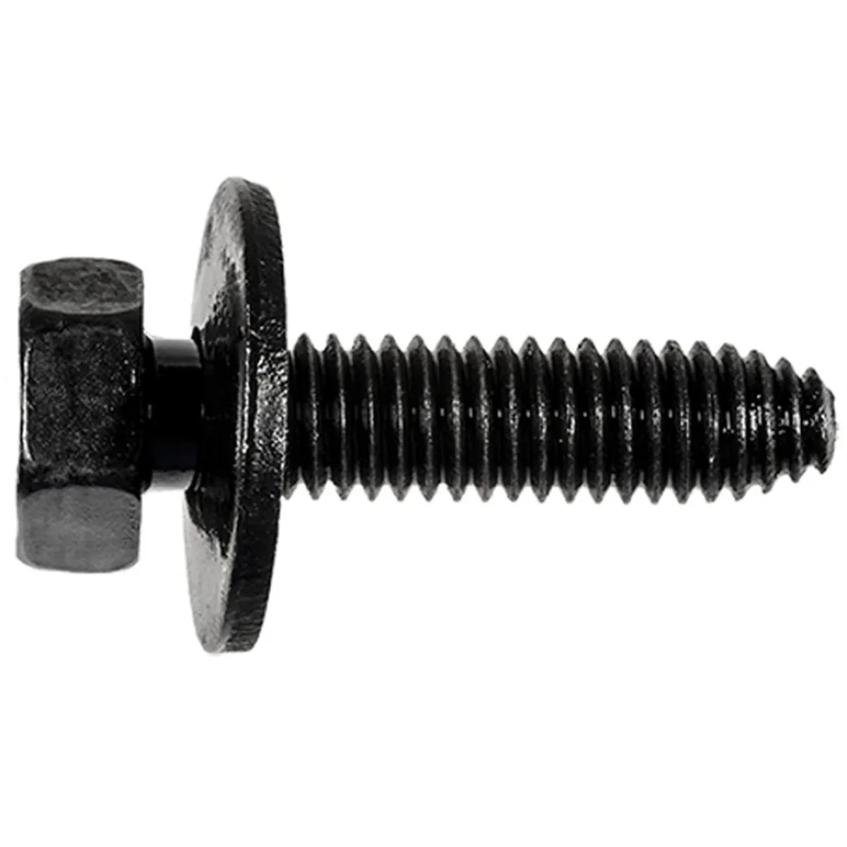 AUVECO 12065 Hex Head Sems CA Point Body Bolt, M6 x 1 mm x 25 mm L x 10 mm Across Flats, Phosphate