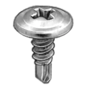 AUVECO 12095 Phillips Washer Head Teks Point Tapping Screw, #8 Screw x 1/2 in L x #2 Drill Point, Zinc