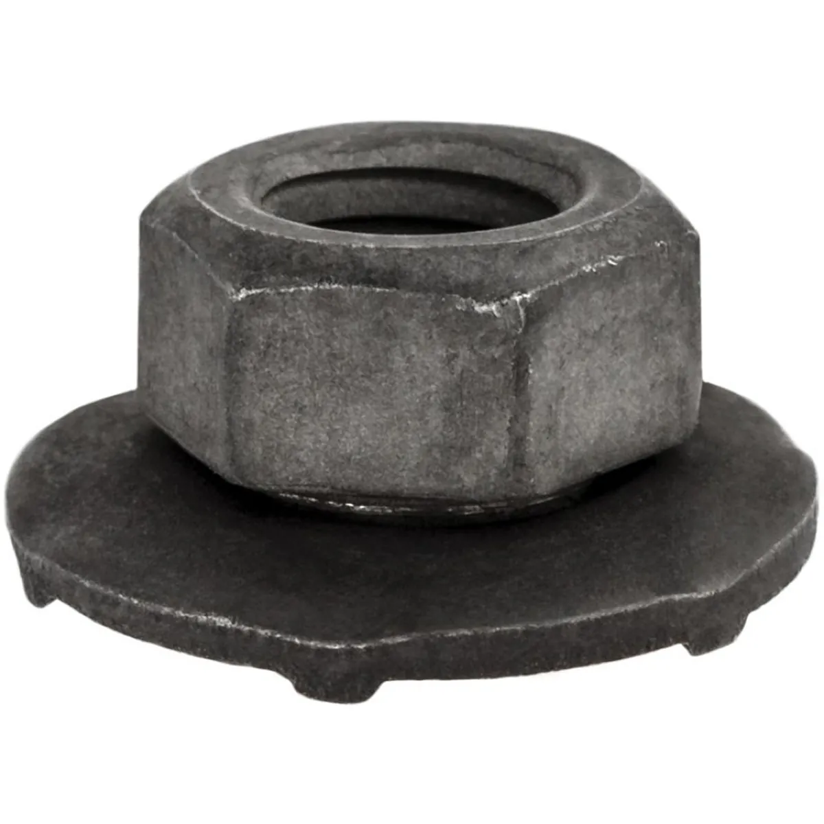 AUVECO 12595 Type A Toothed Free Spinning Washer Nut, M6 x 1 mm x 7 mm H x 10 mm Across Flats x 16 mm OD, Phosphate