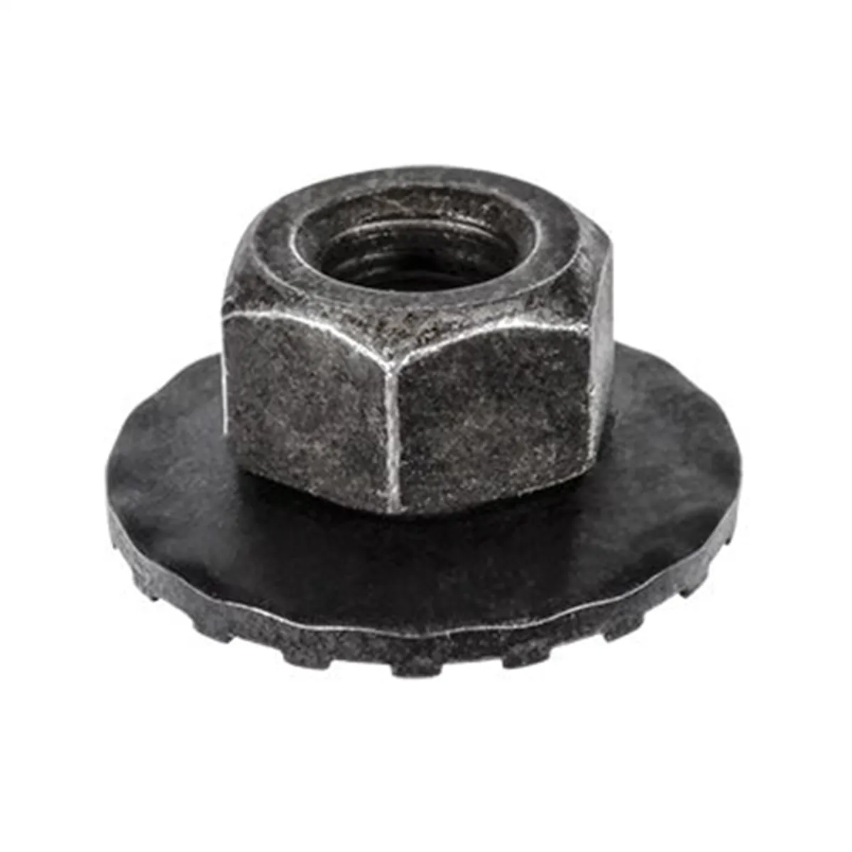 AUVECO 12596 Type A Toothed Free Spinning Washer Nut, M6 x 1 mm x 9.5 mm H x 19 mm OD, Phosphate