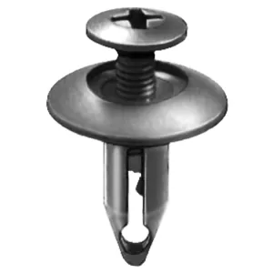 AUVECO 14991 Push/Screw-Type with Closed End Retainer, 11/16 in Dia Head x 11/16 in L Stem, Nylon, Black
