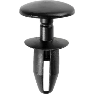 AUVECO 16816 Push-Type with Closed End Retainer, 14 mm Dia Head x 14 mm L Stem x 6 mm Hole, Nylon, Black