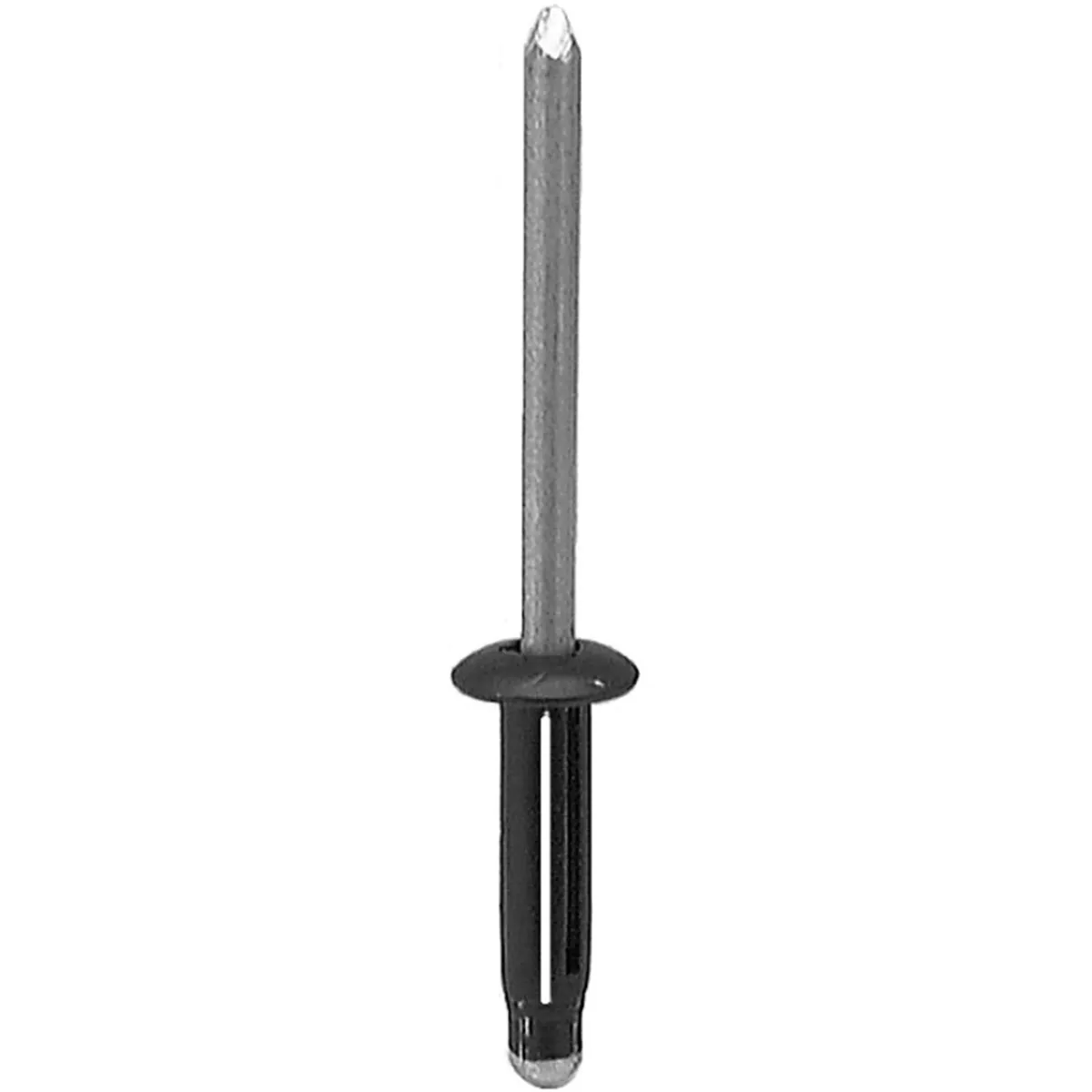AUVECO 16864 Split-Type Rivet, 3/16 in Dia x 3/64 to 11/32 in Grip Range, Aluminum, Black
