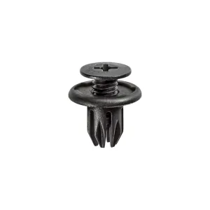 AUVECO 17267 Push/Screw-Type with Open End Front and Rear Bumper Retainer, 20 mm Dia Head, Nylon, Black