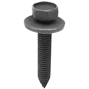 AUVECO 18416 Hex Head Sems CA Point Body Bolt, M6 x 1 mm x 35 mm L x 10 mm Across Flats, Black Phosphate