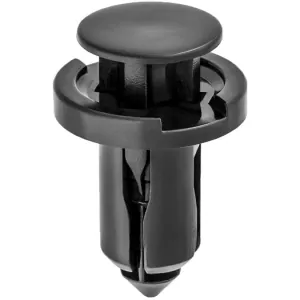 AUVECO 19246 Push-Type with Drive Pin Bumper Retainer, 18 mm Dia Head x 15 mm L Stem x 10 mm Hole, Nylon, Black