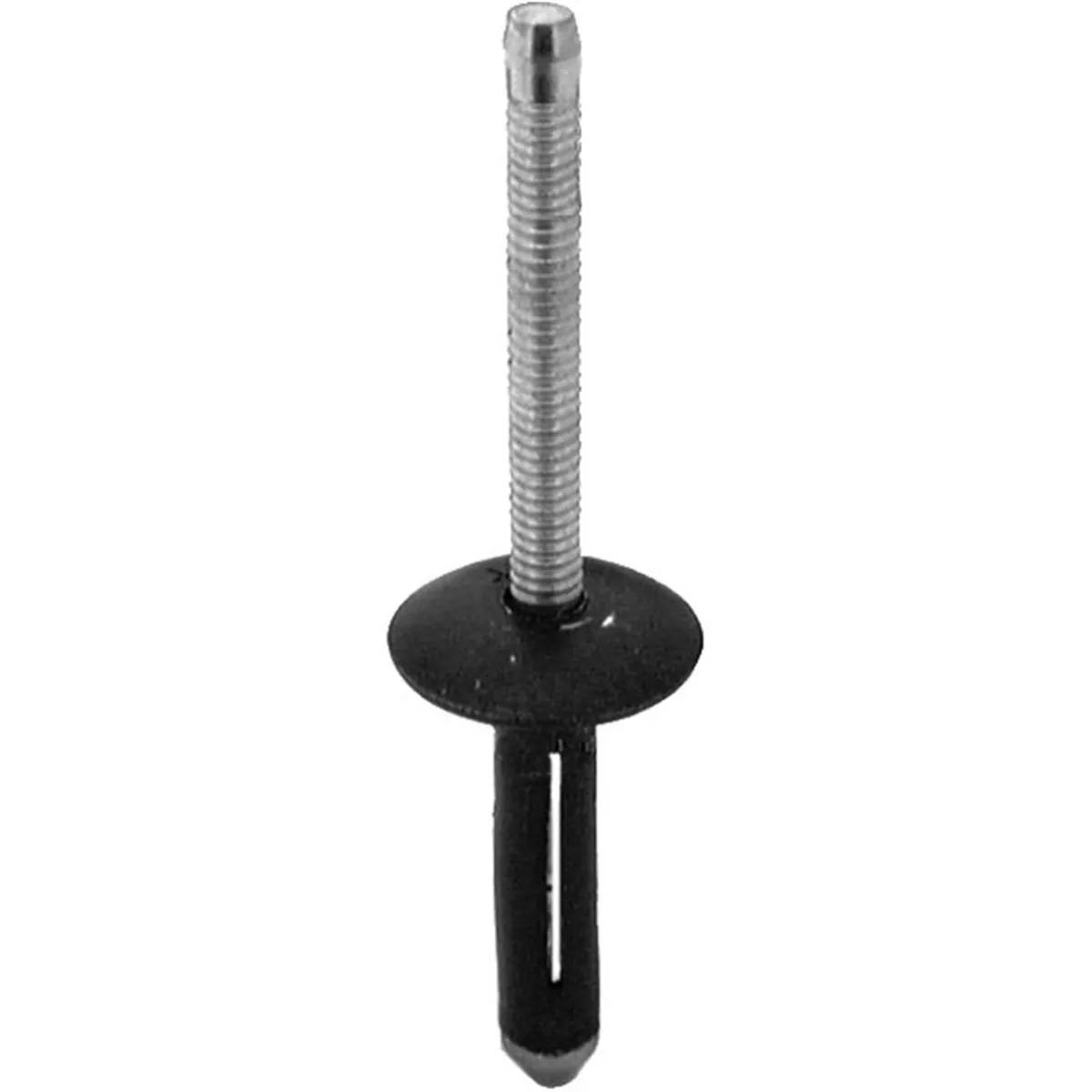 AUVECO 19263 Split-Type Rivet, 1/4 in Dia x 3/16 to 3/8 in Grip Range, Aluminum Rivet/Mandrel, Black